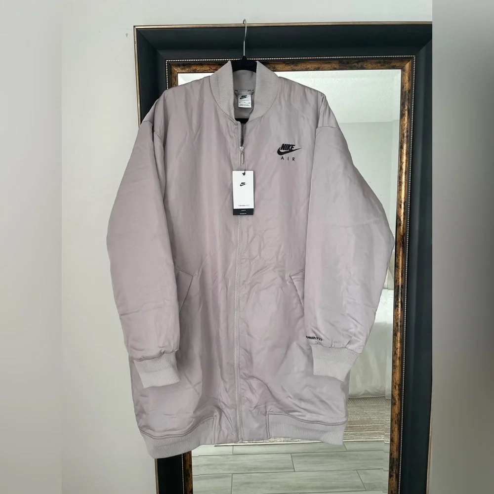 Nike Therma-FIT Mid-Length Light Gray Bomber Jacket